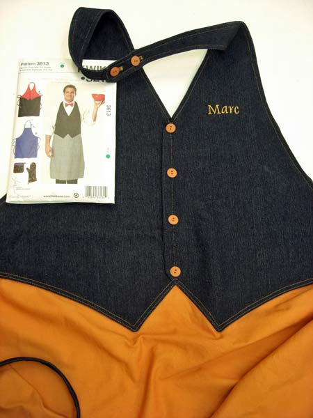 Apron created in a sewing workshop in the East Bay Area.