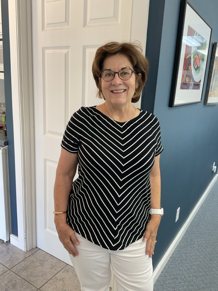 Santina Handling wearing her striped top