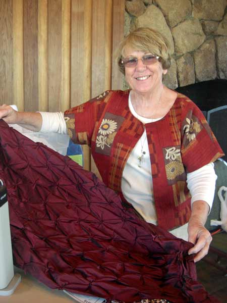 Betty working on a sewing project 
